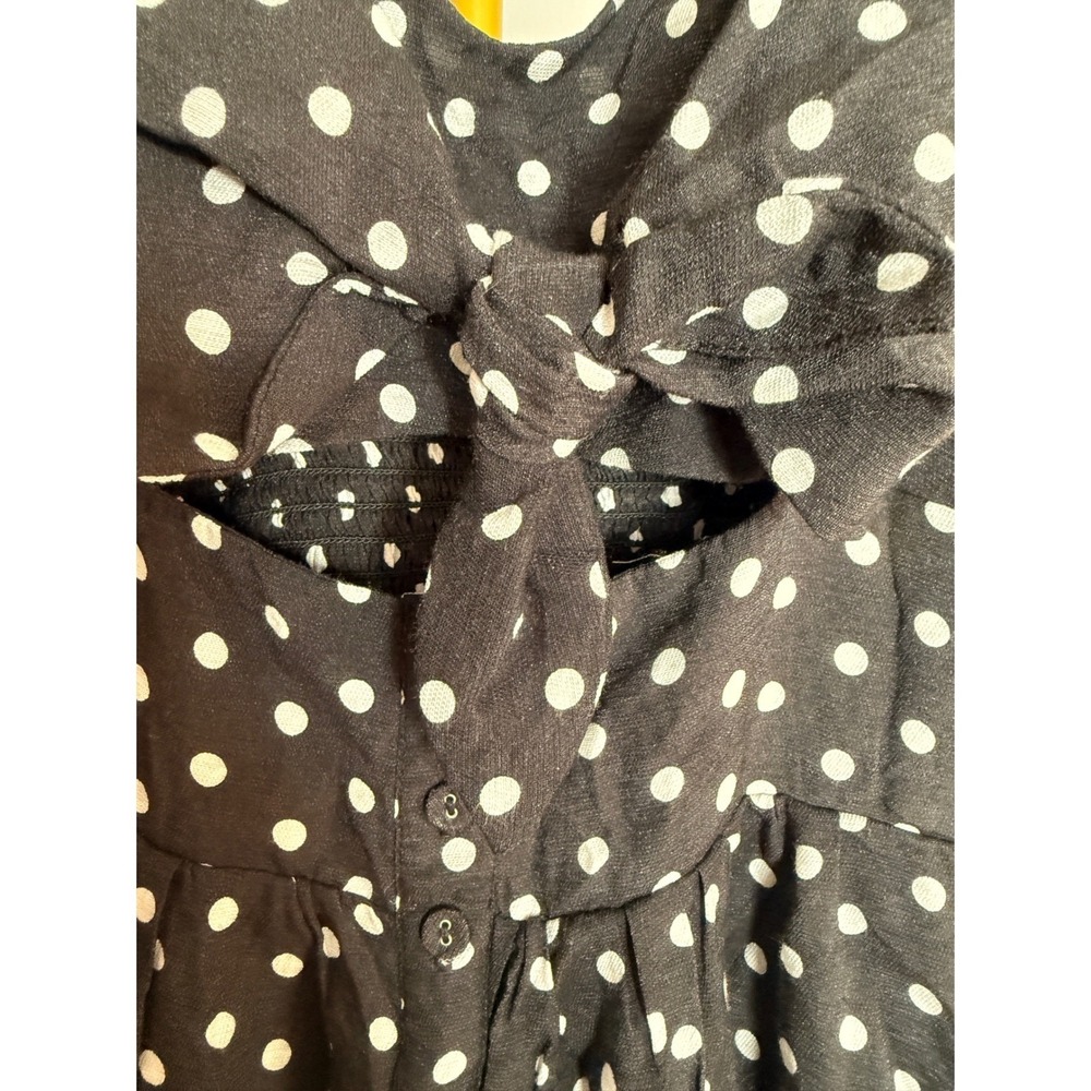 Xhilaration Polka Dot Dress Womens M Black Rayon Nylon Sun Dress Midi Retro - Picture 3 of 9